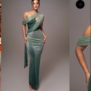 JLUX Label Green Drape Gown, Size Small